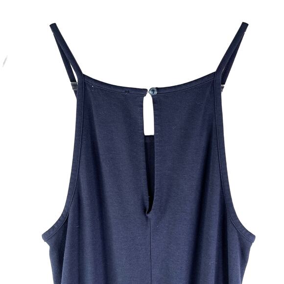 Sundry Ponte Wide Leg Navy Blue Jumpsuit 1 Small 4-6 Pockets - Picture 8 of 11